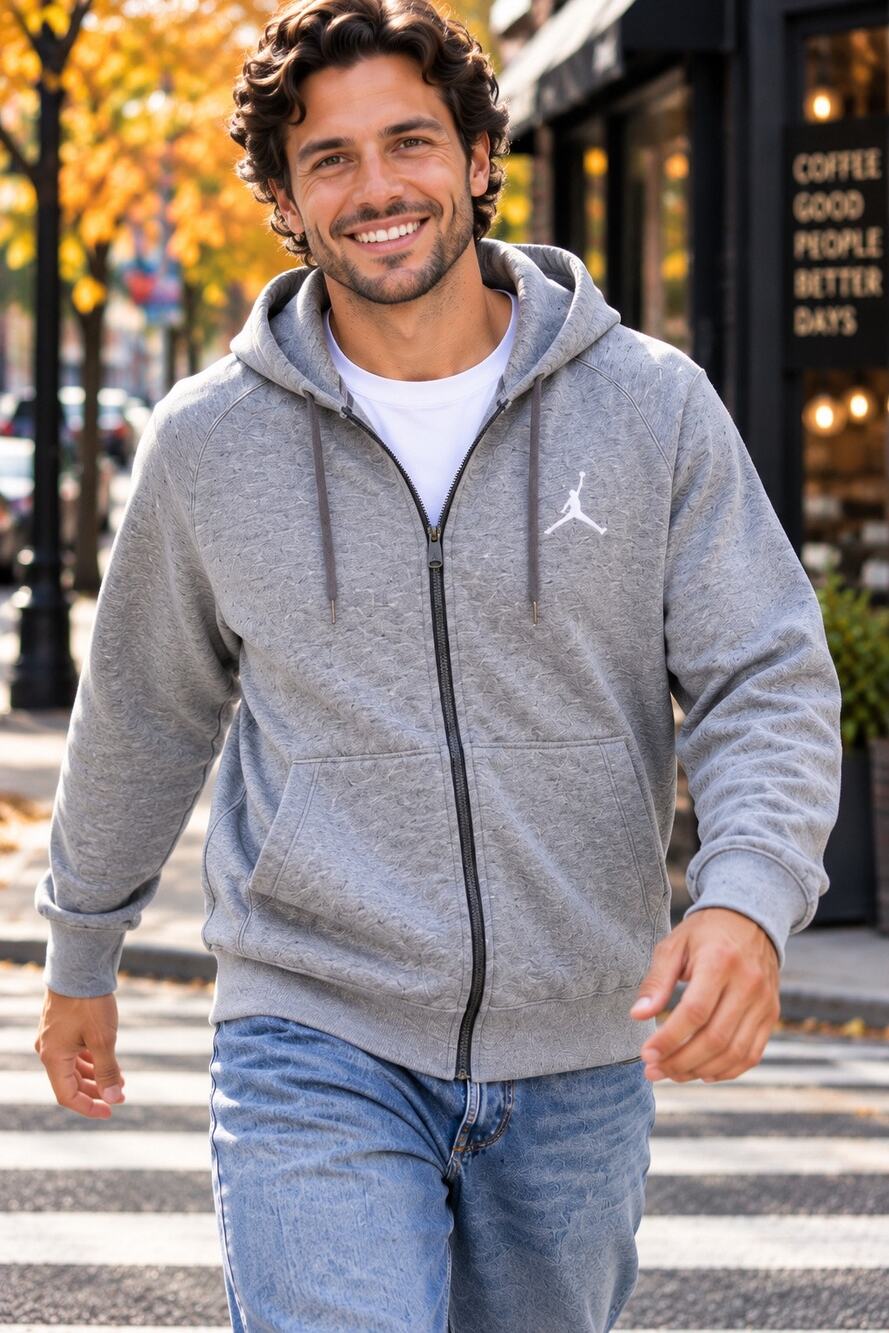 Jordan Jumpman XL Gray Full Zip Fleece Hoodie Sweatshirt
